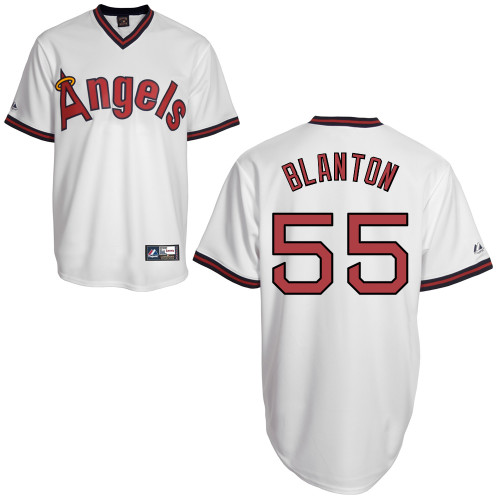 Joe Blanton #55 mlb Jersey-Los Angeles Angels of Anaheim Women's Authentic Cooperstown White Baseball Jersey
